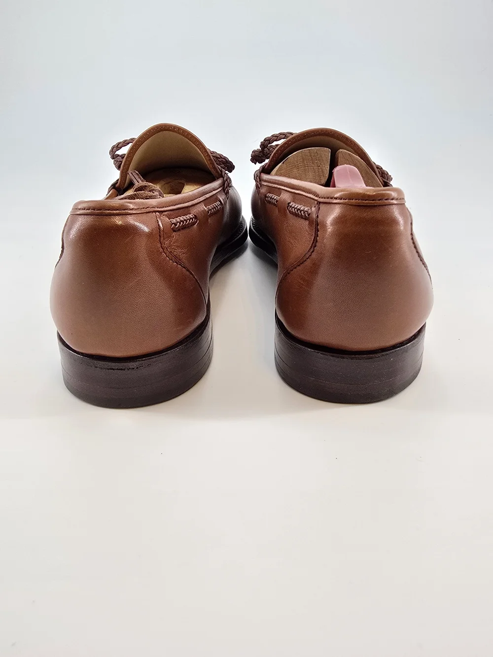 Allen Edmonds Colebrook Chestnut Brown Braided Tie Moccasin 10 B